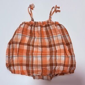 ❤️ 3 for 20 Bundle - Baby B’gosh Peach and Brown Plaid Baby Romper